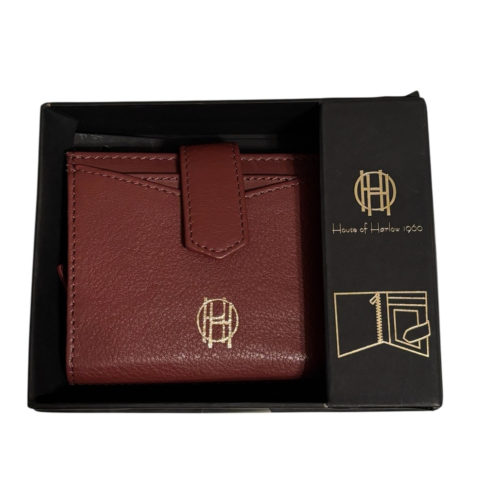 HOUSE OF HARLOW Burgundy Leather Small Wallet/Card Case *NEW*